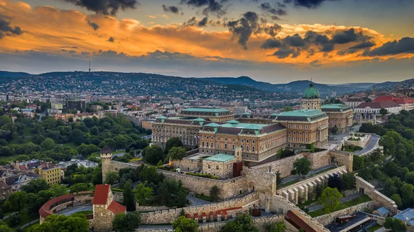 Budapest Hongrie Vue Aérienne Palais Royal Château Buda Avec Magnifique — Photo