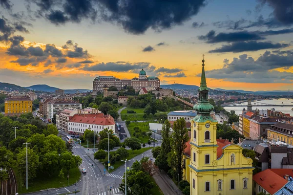 Budapest Magyarország Budapest Légi Kilátása Alexandriai Szent Katalin Templommal Budai — Stock Fotó