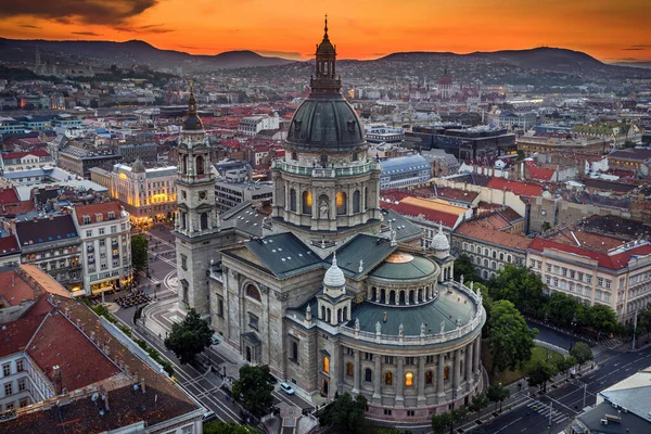 Budapest Ungarn Drohnenaufnahme Der Wunderschönen Stephen Basilika Szent Istvan Bazilika — Stockfoto