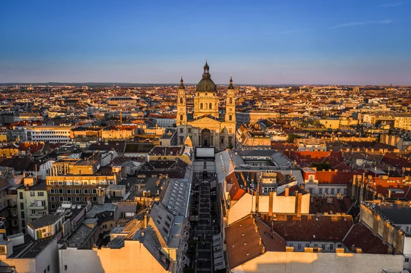 Budapest Hongrie Vue Aérienne Par Drone Magnifique Basilique Saint Étienne — Photo