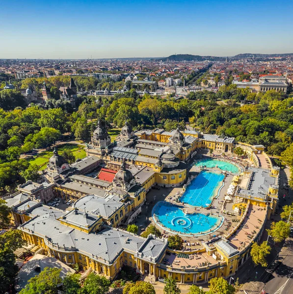 Budapest Hungría Vista Aérea Del Famoso Szechenyi Thermal Bath Spa — Foto de Stock