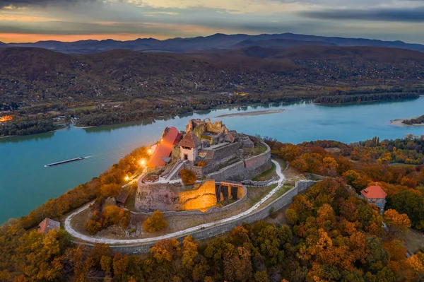 Visegrad Hungría Otoño Desde Arriba Visegrad Vista Aérea Del Hermoso — Foto de Stock