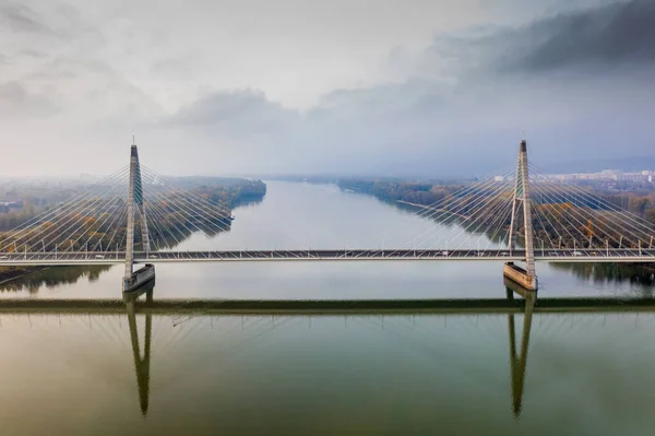 Budapest Ungarn Drohnenaufnahme Der Megyeri Brücke Der Größten Brücke Budapests — Stockfoto