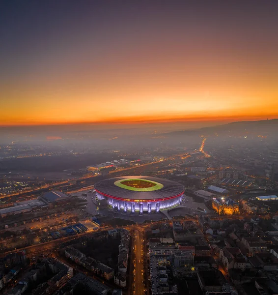 Будапешт Угорщина Повітряний Панорамний Вид Будапешта Сутінках Золотим Заходом Сонця — стокове фото