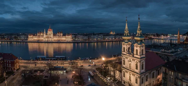 Budapest Ungern Flygfoto Saint Anne Parish Church Vid Batthyany Square — Stockfoto