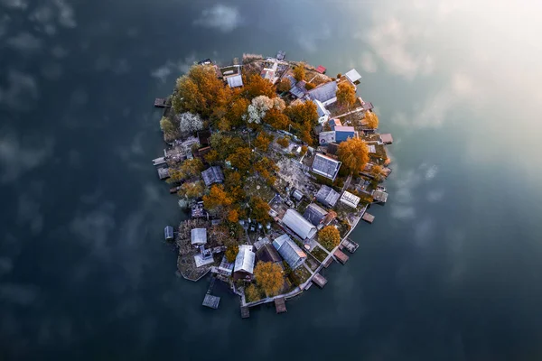 Budapesta Ungaria Vedere Aeriană Insulei Mici Pescuit Lacul Kavicsos Kavicsos — Fotografie, imagine de stoc