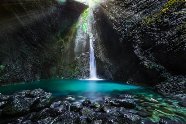 Soca Valley Slovenia Kozjak Waterfall Slap Kozjak Una Delle Cascate — Foto Stock