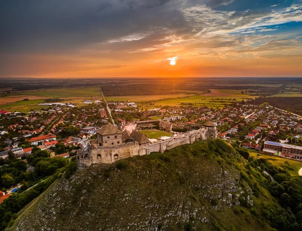 Sumeg Hungría Vista Aérea Del Famoso Gran Castillo Sumeg Condado — Foto de Stock