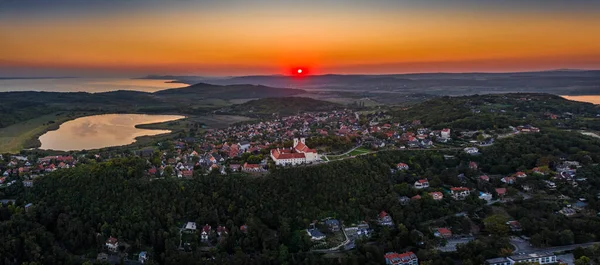 Tihany Hungary Aerial Panoramic View Benedictine Monastery Tihany Tihany Abbey — стокове фото