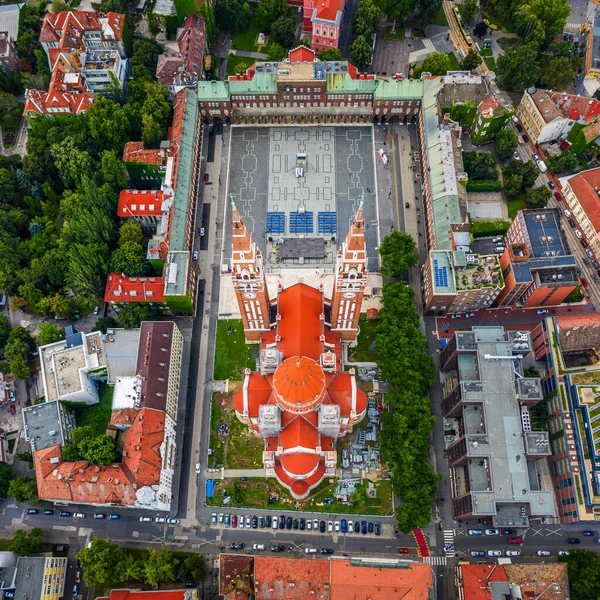 Szeged Hungría Vista Aérea Arriba Hacia Abajo Iglesia Votiva Catedral — Foto de Stock