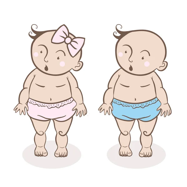 Ilustración Dibujos Animados Bebé Niños Pequeños Con Pantalones Cortos Todler — Archivo Imágenes Vectoriales