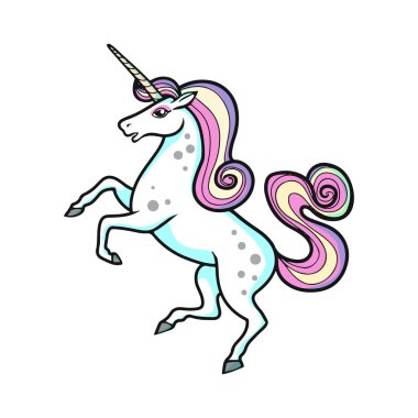 karikatür vektör tek boynuzlu at illüstrasyon pop sanat tarzı 