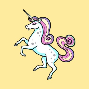 karikatür vektör tek boynuzlu at illüstrasyon pop sanat tarzı 