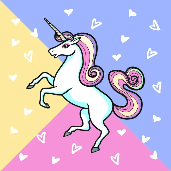 Cartoon Vector Unicorn Illustration Pop Art Style - Stok Vektor