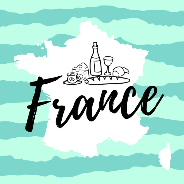 Landkarte Von Frankreich Mit Symbolen — Stockvektor