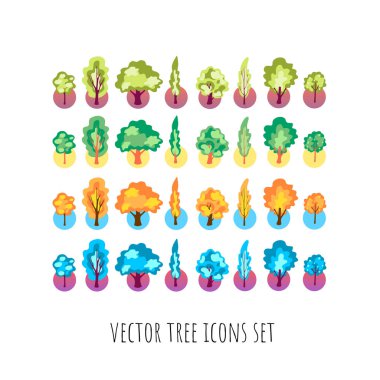 vektör simgeler ağaçlar düz çizgi film