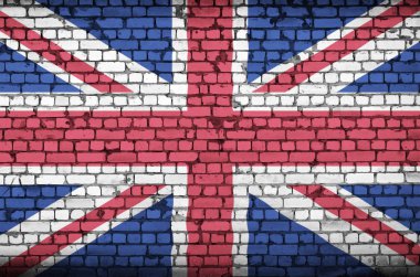 Büyük Britanya bayrağı eski bir tuğla duvara boyalı