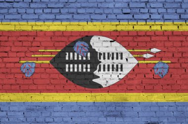 Svaziland bayrağı eski bir tuğla duvara boyalı
