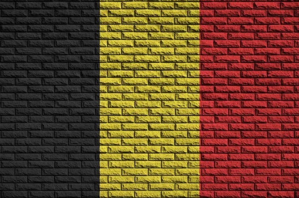 Bandera Bélgica Está Pintada Sobre Una Antigua Pared Ladrillo — Foto de Stock