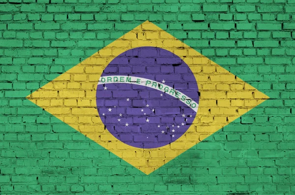 Brasile Bandiera Dipinta Vecchio Muro Mattoni — Foto Stock