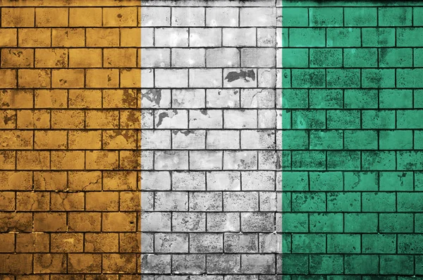 Drapeau Côte Ivoire Peint Sur Vieux Mur Briques — Photo