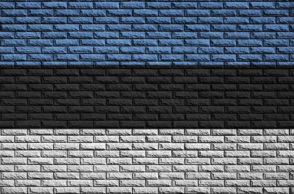 Estonia Bandiera Dipinta Vecchio Muro Mattoni — Foto Stock