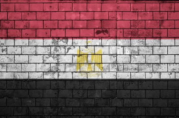 Egypte Vlag Geschilderd Een Oude Bakstenen Muur — Stockfoto