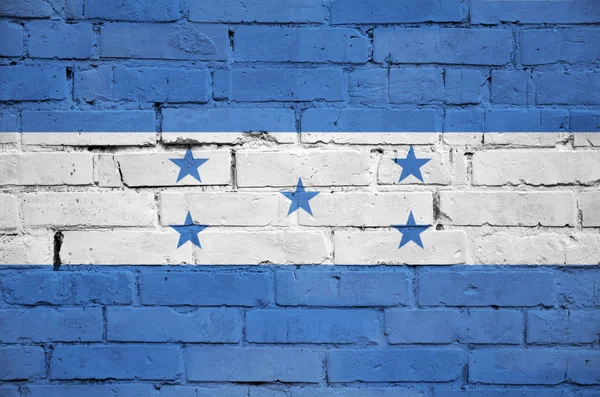 Honduras Bayrağı Eski Bir Tuğla Duvara Boyalı — Stok fotoğraf