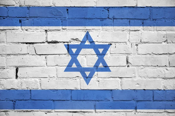 Izraelská Vlajka Vymalována Starou Cihlovou Zeď — Stock fotografie