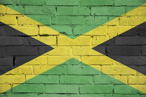 Bandera Jamaica Está Pintada Sobre Una Vieja Pared Ladrillo — Foto de Stock