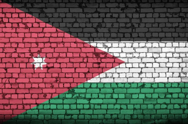 Bandeira Jordânia Pintada Uma Parede Tijolo Velho — Fotografia de Stock