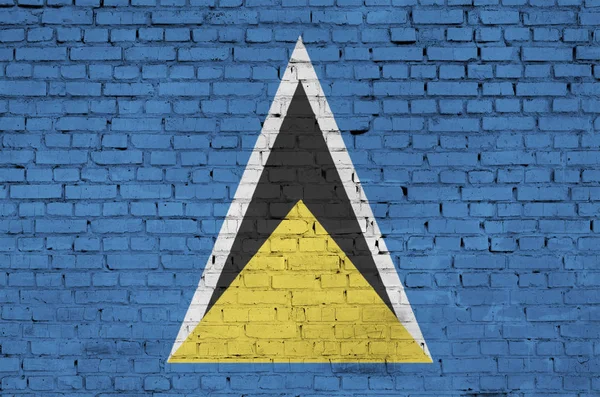 Flaga Saint Lucia Jest Malowany Stary Mur Cegły — Zdjęcie stockowe