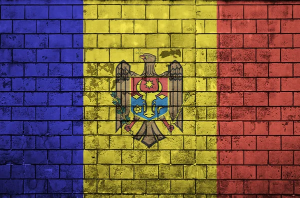 Moldavië Vlag Geschilderd Een Oude Bakstenen Muur — Stockfoto