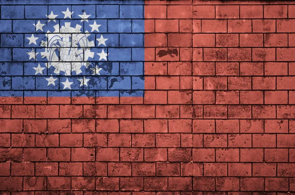 Myanmar Flag Painted Old Brick Wall — Stock Photo, Image