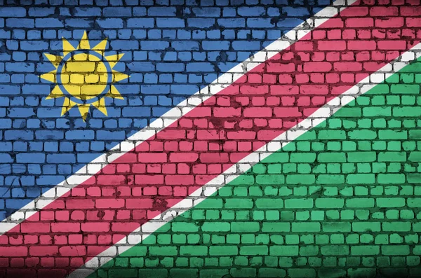 Vlag Van Namibië Geschilderd Een Oude Bakstenen Muur — Stockfoto