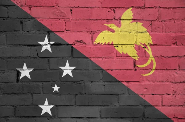 Papua Nova Guiné Bandeira Pintada Uma Parede Tijolo Velho — Fotografia de Stock