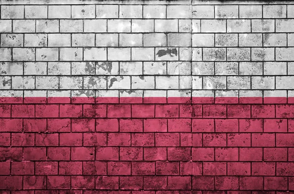 Bandeira Polônia Pintada Uma Antiga Parede Tijolo — Fotografia de Stock