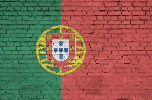 Bandera Portugal Está Pintado Una Pared Ladrillo Viejo — Foto de Stock
