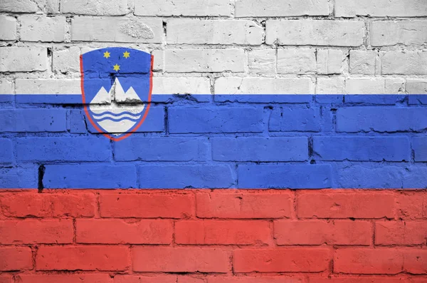 Slovenia Flag Painted Old Brick Wall — Stock Photo, Image