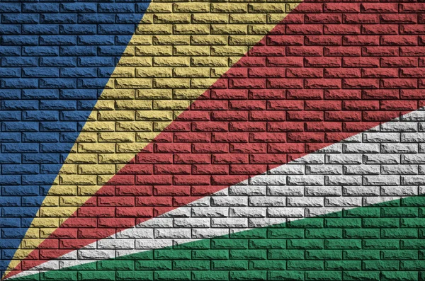 Bandeira Das Seychelles Pintada Uma Parede Tijolo Velho — Fotografia de Stock