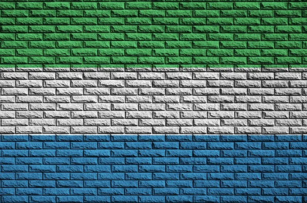 Serra Leoa Bandeira Pintada Uma Parede Tijolo Velho — Fotografia de Stock