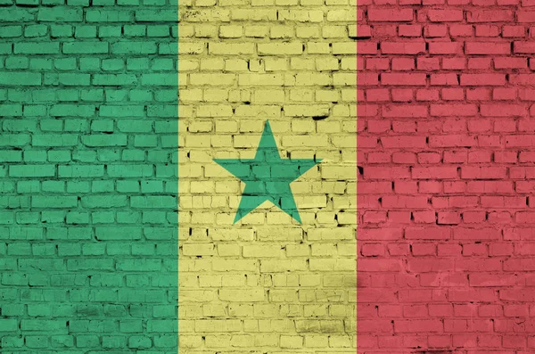Bandiera Del Senegal Dipinta Vecchio Muro Mattoni — Foto Stock