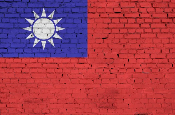 Taiwan Flag Painted Old Brick Wall — Stock Photo, Image