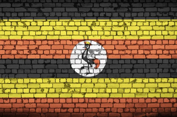 Uganda Bandiera Dipinta Vecchio Muro Mattoni — Foto Stock