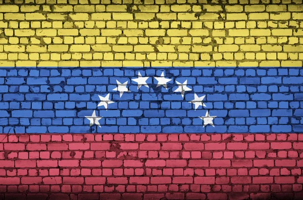 Bandeira Venezuela Pintada Uma Parede Tijolo Velho — Fotografia de Stock