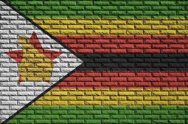 Zimbabwe Flagge Auf Eine Alte Ziegelwand Gemalt — Stockfoto
