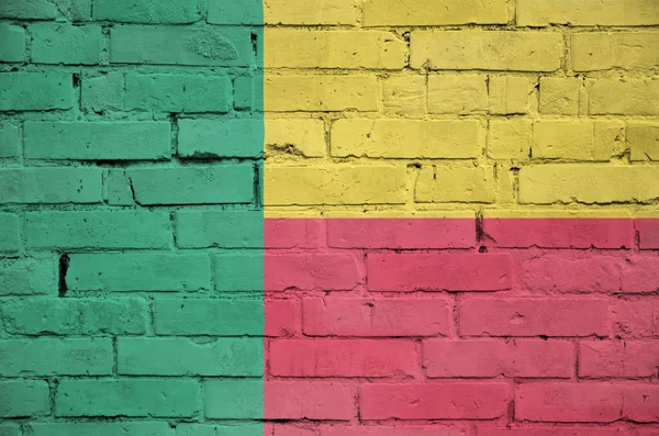 Bandiera Del Benin Dipinta Vecchio Muro Mattoni — Foto Stock