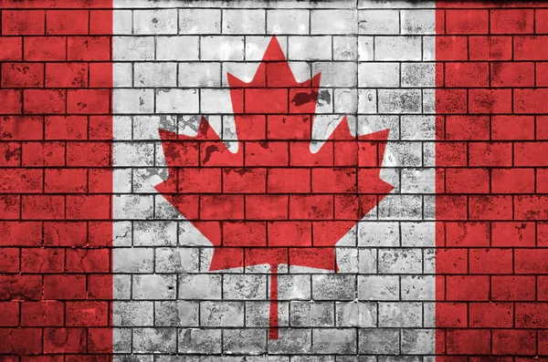 Bandeira Canadá Pintada Uma Parede Tijolo Velho — Fotografia de Stock