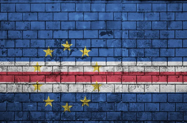 Cabo Verde Flagga Målade Gammal Tegelvägg — Stockfoto