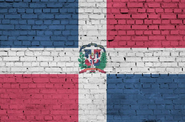 Флаг Доминиканской Республики Нарисован Старой Кирпичной Стене — стоковое фото